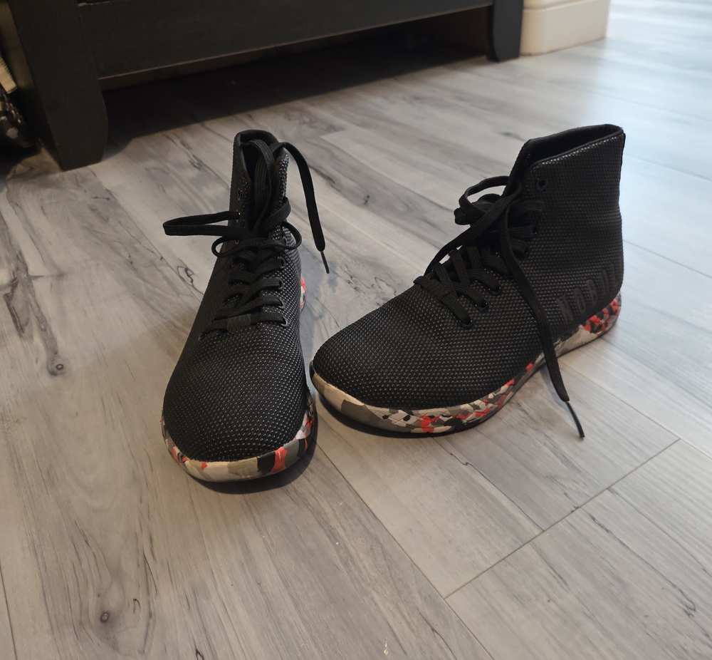 NOBULL Black High-Top Knit Athletic Sneakers with Patterned Midsole